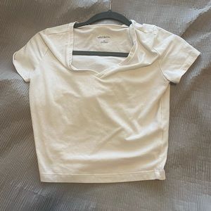 Crop v-neck white tee